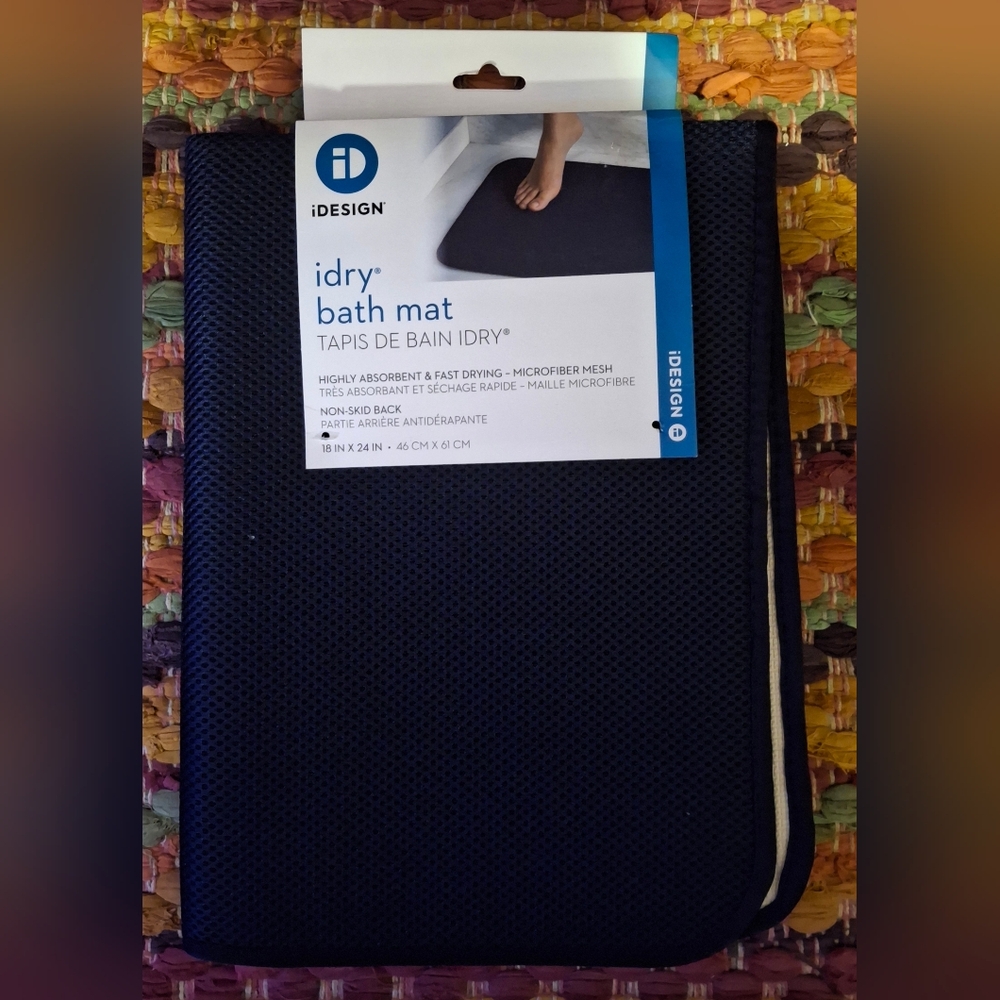 iDesign Navy Bath Mat